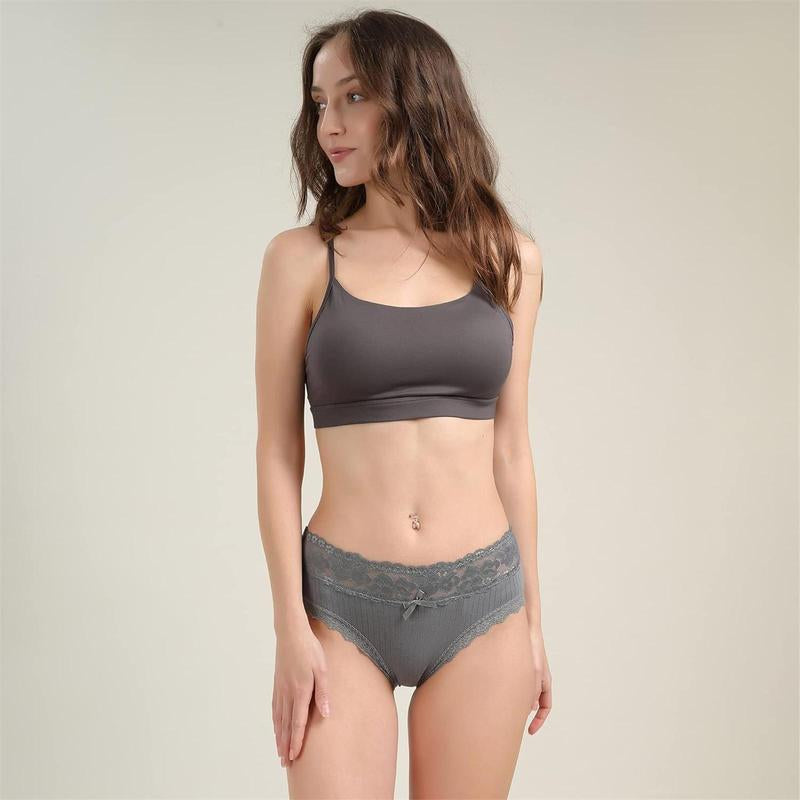 LEVAO 6-Pack Cotton Lace Bikini Underwear for Women, Breathable, Soft, Stretchy, S-XXL